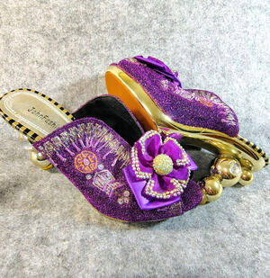 John Fashion Cluster High Heel Shoes Beaded Embroidery/Rhinestones Y2K Retro S 8